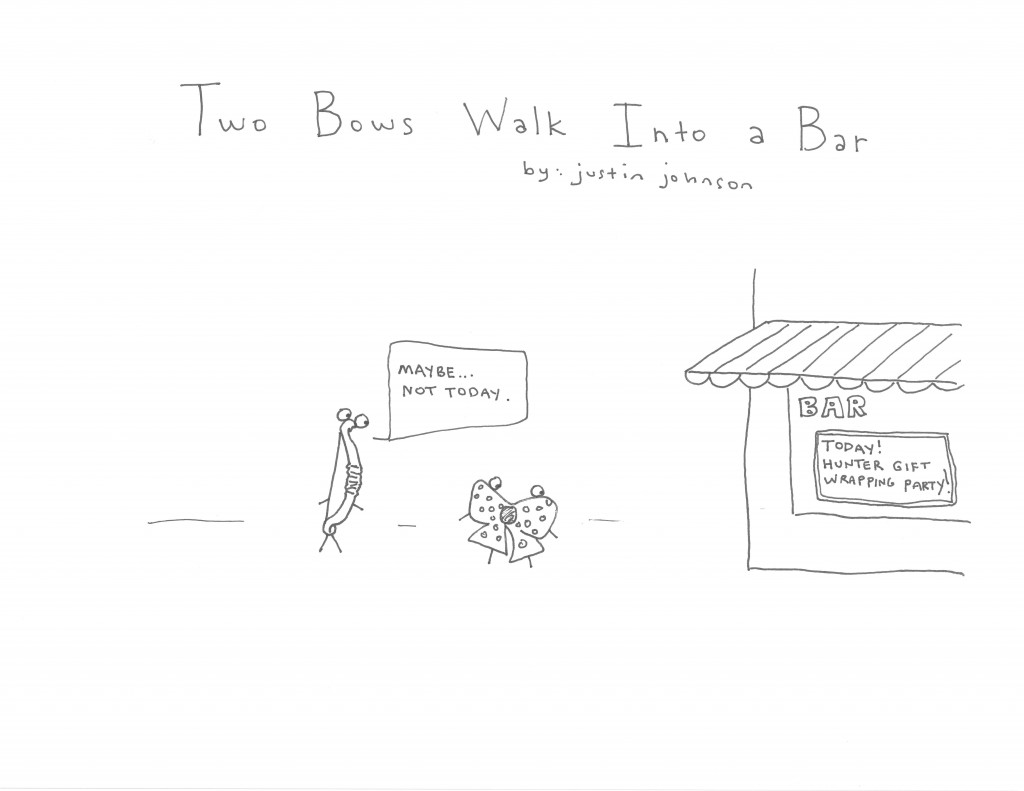 Two Bows Walk Into a Bar Cartoon